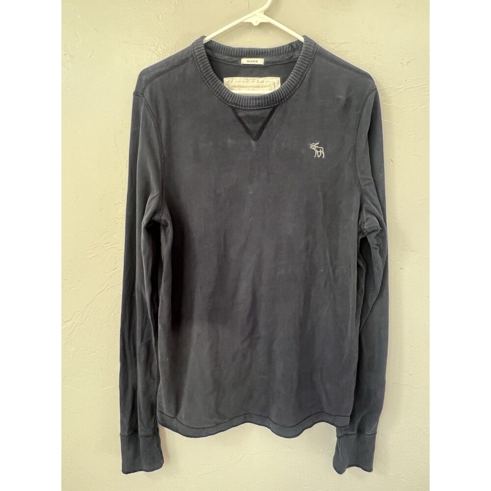 ABERCROMBIE & FITCH Pullover V Neck Muscle Sweater XL Navy Blue Vintage Y2K Top